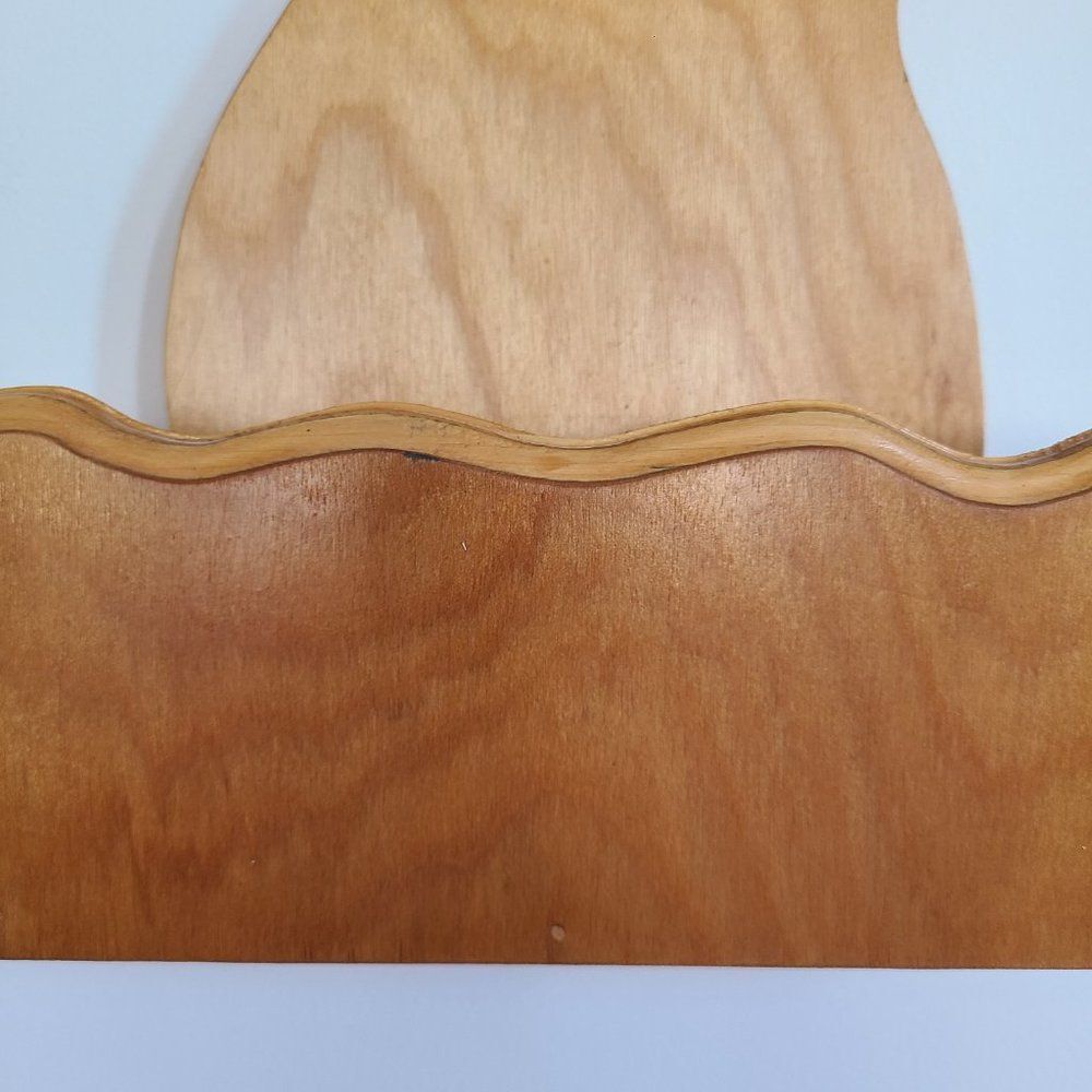 Vintage Pitcher and Bowl Shaped Wall Pocket Decorative Wood Hanging Floral Decor - Picture 6 of 16